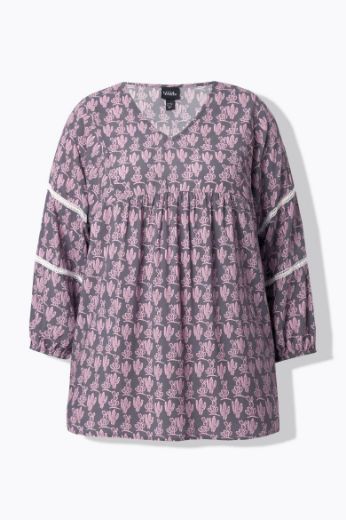 Moda za polnejše Bluza 3/4 rukava V ovratnika plus velikost, xxl, Ulla Popken in Johann Popken (JP1880)