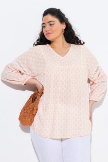 Moda za polnejše Bluza 3/4 rukava V ovratnika plus velikost, xxl, Ulla Popken in Johann Popken (JP1880)