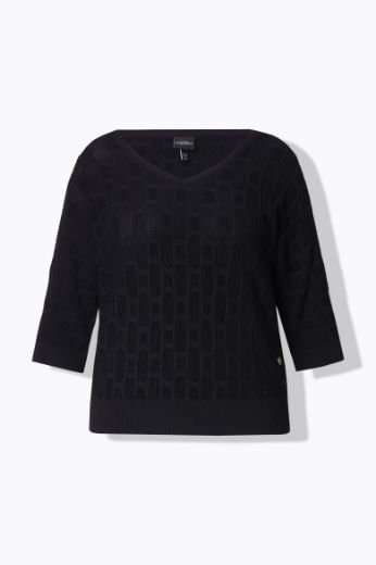 Moda za polnejše Pulover 3/4 rukava V ovratnika plus velikost, xxl, Ulla Popken in Johann Popken (JP1880)