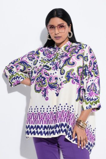 Moda za polnejše Bluza 3/4 rukava šireg A kroja plus velikost, xxl, Ulla Popken in Johann Popken (JP1880)