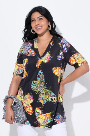 Moda za polnejše Bluza kratkih rukava V ovratnika plus velikost, xxl, Ulla Popken in Johann Popken (JP1880)