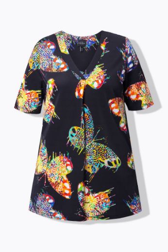 Moda za polnejše Bluza kratkih rukava V ovratnika plus velikost, xxl, Ulla Popken in Johann Popken (JP1880)