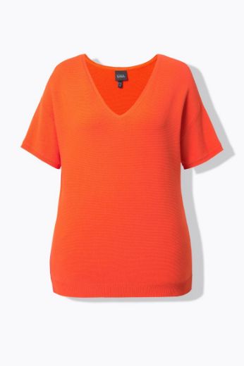 Moda za polnejše Pulover kratkih rukava V ovratnika plus velikost, xxl, Ulla Popken in Johann Popken (JP1880)