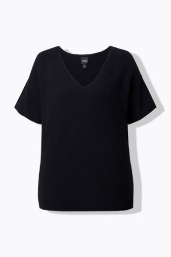 Moda za polnejše Pulover kratkih rukava V ovratnika plus velikost, xxl, Ulla Popken in Johann Popken (JP1880)