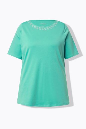Moda za polnejše Majica elegantna kratkih rukava s ukrasnim dodatkom na ovratniku plus velikost, xxl, Ulla Popken in Johann Popken (JP1880)