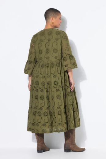 Moda za polnejše Haljina maxi 3/4 rukava na volane plus velikost, xxl, Ulla Popken in Johann Popken (JP1880)