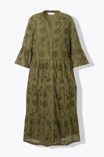 Moda za polnejše Haljina maxi 3/4 rukava na volane plus velikost, xxl, Ulla Popken in Johann Popken (JP1880)