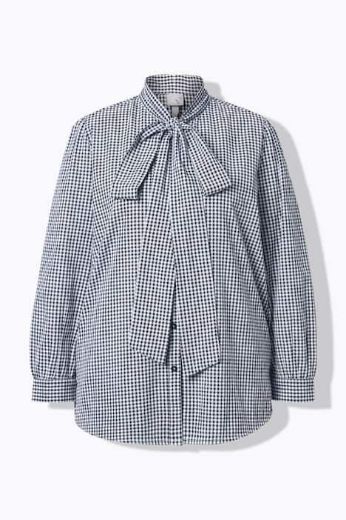 Moda za polnejše Košulja dugih rukava karirana s dodatkom ukrasne mašne plus velikost, xxl, Ulla Popken in Johann Popken (JP1880)