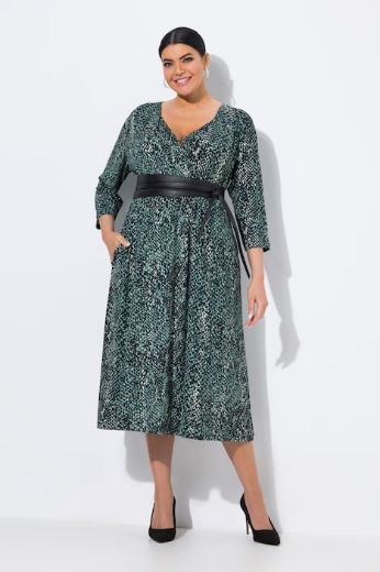 Moda za polnejše Haljina 3/4 rukava V ovratnika plus velikost, xxl, Ulla Popken in Johann Popken (JP1880)
