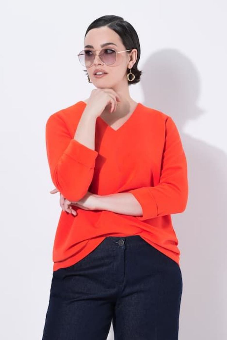 Moda za polnejše Majica 3/4 rukava V ovratnika plus velikost, xxl, Ulla Popken in Johann Popken (JP1880)