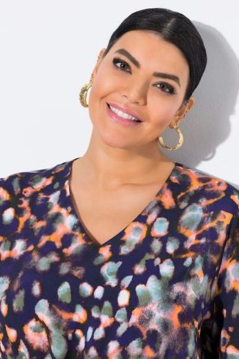 Moda za polnejše Bluza 3/4 rukava V ovratnika plus velikost, xxl, Ulla Popken in Johann Popken (JP1880)