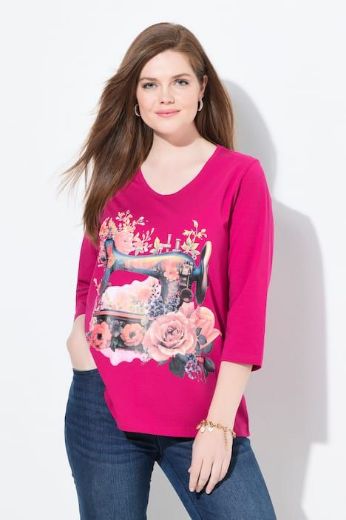 Moda za polnejše Majica 3/4 rukava V ovratnika plus velikost, xxl, Ulla Popken in Johann Popken (JP1880)