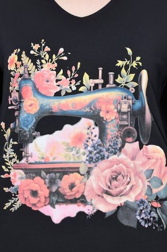 Moda za polnejše Majica 3/4 rukava V ovratnika plus velikost, xxl, Ulla Popken in Johann Popken (JP1880)