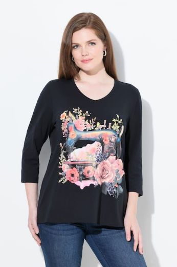 Moda za polnejše Majica 3/4 rukava V ovratnika plus velikost, xxl, Ulla Popken in Johann Popken (JP1880)