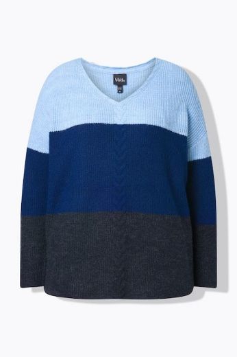 Moda za polnejše Pulover dugih rukava V ovratnika plus velikost, xxl, Ulla Popken in Johann Popken (JP1880)