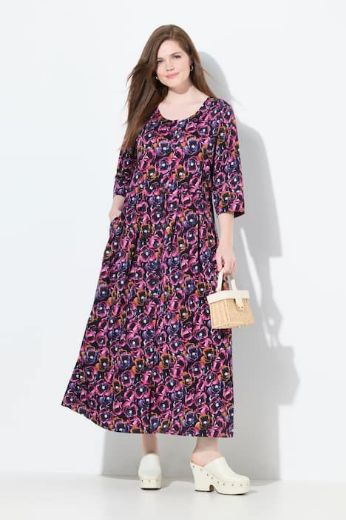 Moda za polnejše Haljina maxi 3/4 rukava plus velikost, xxl, Ulla Popken in Johann Popken (JP1880)