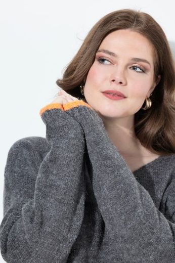 Moda za polnejše Pulover dugih rukava V ovratnika plus velikost, xxl, Ulla Popken in Johann Popken (JP1880)