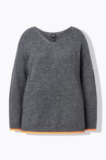 Moda za polnejše Pulover dugih rukava V ovratnika plus velikost, xxl, Ulla Popken in Johann Popken (JP1880)