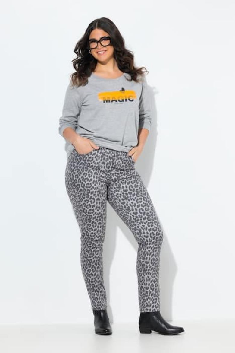 Moda za polnejše Traperice s leopard uzorkom plus velikost, xxl, Ulla Popken in Johann Popken (JP1880)
