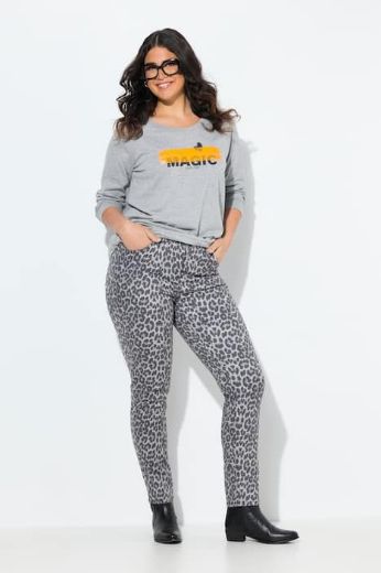 Moda za polnejše Traperice s leopard uzorkom plus velikost, xxl, Ulla Popken in Johann Popken (JP1880)