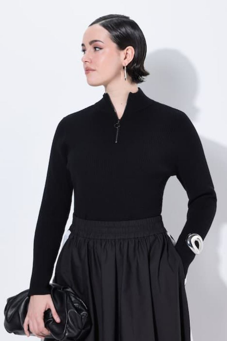 Moda za polnejše Pulover dugih rukava s polu patentnim zatvaračem plus velikost, xxl, Ulla Popken in Johann Popken (JP1880)