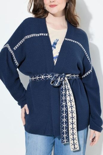 Moda za polnejše Kardigan dugih rukava na vezanje plus velikost, xxl, Ulla Popken in Johann Popken (JP1880)