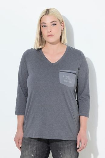 Moda za polnejše Majica 3/4 rukava V ovratnika plus velikost, xxl, Ulla Popken in Johann Popken (JP1880)