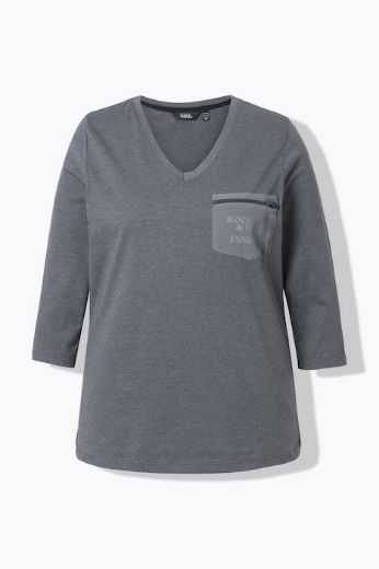 Moda za polnejše Majica 3/4 rukava V ovratnika plus velikost, xxl, Ulla Popken in Johann Popken (JP1880)