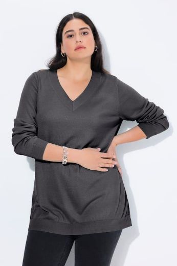 Moda za polnejše Pulover s V ovratnikom plus velikost, xxl, Ulla Popken in Johann Popken (JP1880)