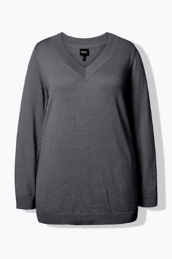 Moda za polnejše Pulover s V ovratnikom plus velikost, xxl, Ulla Popken in Johann Popken (JP1880)