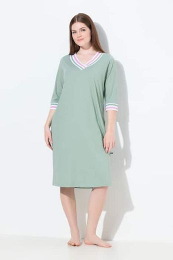 Moda za polnejše Spavaćica s V izrezom na pruge plus velikost, xxl, Ulla Popken in Johann Popken (JP1880)