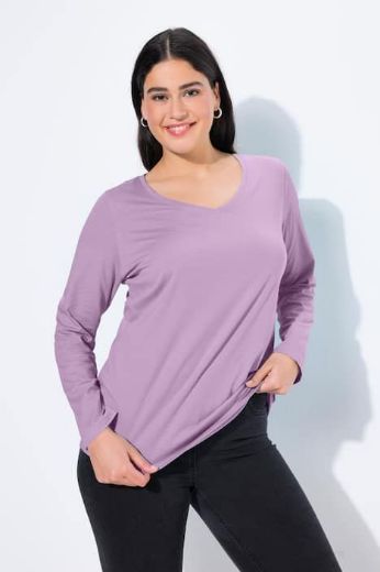 Moda za polnejše Majica dugih rukava V ovratnika plus velikost, xxl, Ulla Popken in Johann Popken (JP1880)