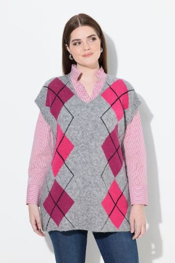 Moda za polnejše Prsluk pleteni V ovratnika plus velikost, xxl, Ulla Popken in Johann Popken (JP1880)