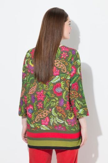 Moda za polnejše Majica A kroja  s 3/4 rukavima cvjetnog printa plus velikost, xxl, Ulla Popken in Johann Popken (JP1880)