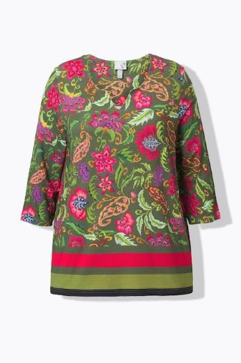 Moda za polnejše Majica A kroja  s 3/4 rukavima cvjetnog printa plus velikost, xxl, Ulla Popken in Johann Popken (JP1880)