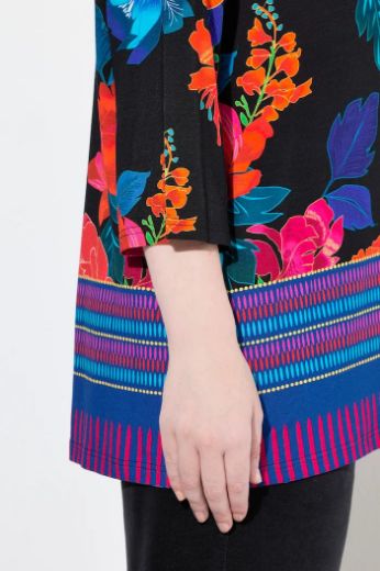 Moda za polnejše Majica A kroja  s 3/4 rukavima cvjetnog printa plus velikost, xxl, Ulla Popken in Johann Popken (JP1880)