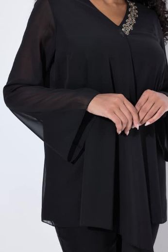 Moda za polnejše Majica elegantna  s ukrasnim detaljima na ovratniku plus velikost, xxl, Ulla Popken in Johann Popken (JP1880)