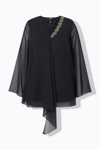 Moda za polnejše Majica elegantna  s ukrasnim detaljima na ovratniku plus velikost, xxl, Ulla Popken in Johann Popken (JP1880)