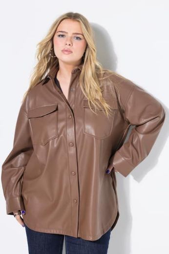 Moda za polnejše Košulja dugih rukava imitacija kože plus velikost, xxl, Ulla Popken in Johann Popken (JP1880)