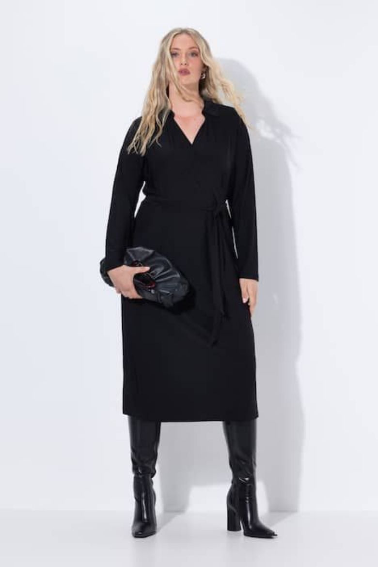 Moda za polnejše Haljina elegantna midi dugih rukava plus velikost, xxl, Ulla Popken in Johann Popken (JP1880)