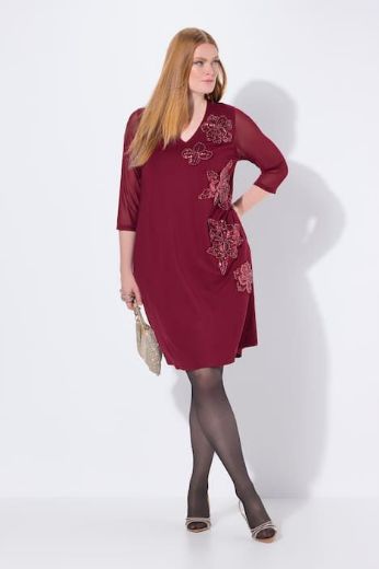 Moda za polnejše Haljina elegantna 3/4 rukava V ovratnika plus velikost, xxl, Ulla Popken in Johann Popken (JP1880)