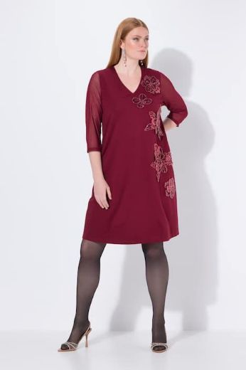 Moda za polnejše Haljina elegantna 3/4 rukava V ovratnika plus velikost, xxl, Ulla Popken in Johann Popken (JP1880)