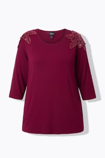 Moda za polnejše Majica 3/4 rukava s ukrasnim detaljima A kroja plus velikost, xxl, Ulla Popken in Johann Popken (JP1880)