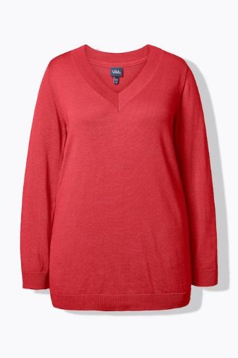 Moda za polnejše Pulover s V ovratnikom plus velikost, xxl, Ulla Popken in Johann Popken (JP1880)