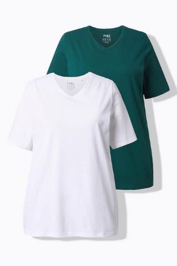 Moda za polnejše Majica 2 komada kratkih rukava plus velikost, xxl, Ulla Popken in Johann Popken (JP1880)