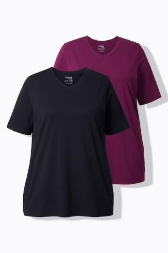 Moda za polnejše Majica 2 komada kratkih rukava plus velikost, xxl, Ulla Popken in Johann Popken (JP1880)