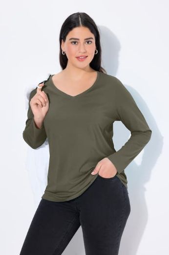 Moda za polnejše Majica dugih rukava V ovratnika plus velikost, xxl, Ulla Popken in Johann Popken (JP1880)