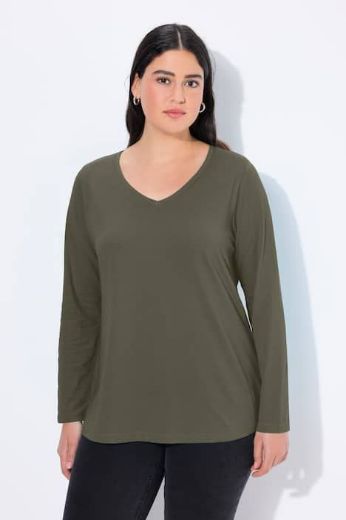Moda za polnejše Majica dugih rukava V ovratnika plus velikost, xxl, Ulla Popken in Johann Popken (JP1880)