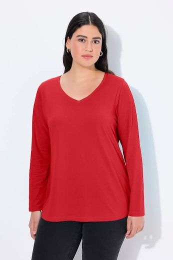 Moda za polnejše Majica dugih rukava V ovratnika plus velikost, xxl, Ulla Popken in Johann Popken (JP1880)