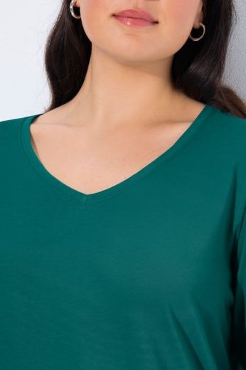 Moda za polnejše Majica dugih rukava V ovratnika plus velikost, xxl, Ulla Popken in Johann Popken (JP1880)